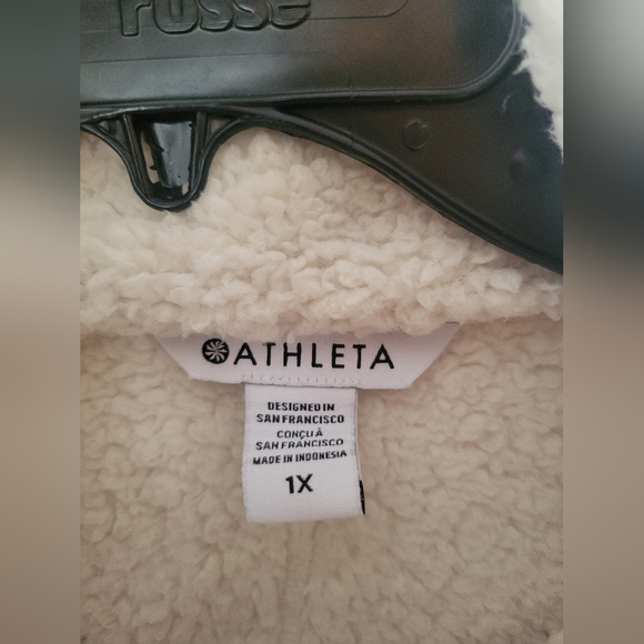 Athleta Tugga Sherpa Full Zip Warm Fleece Jacket Ivory Cream Plus Size 1X - Picture 7 of 11